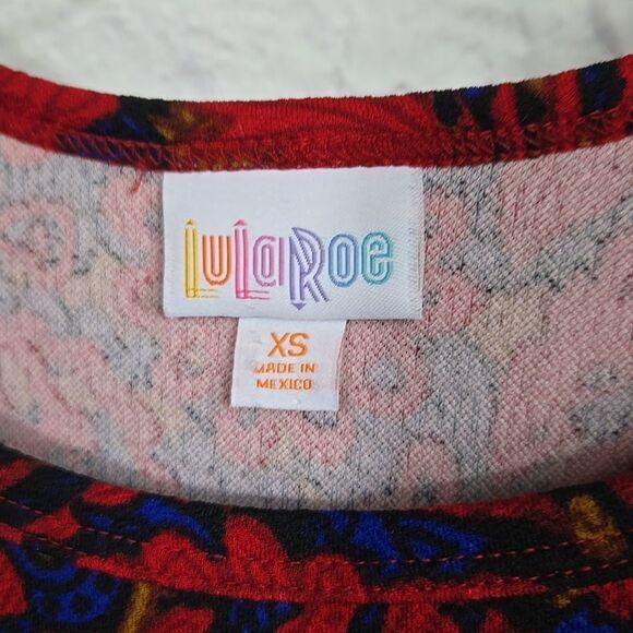 LuLaRoe NEW Carly Jacquard Dress XS (2/4) Red Paisley Heart Midi Pocket High Low - Picture 2 of 10